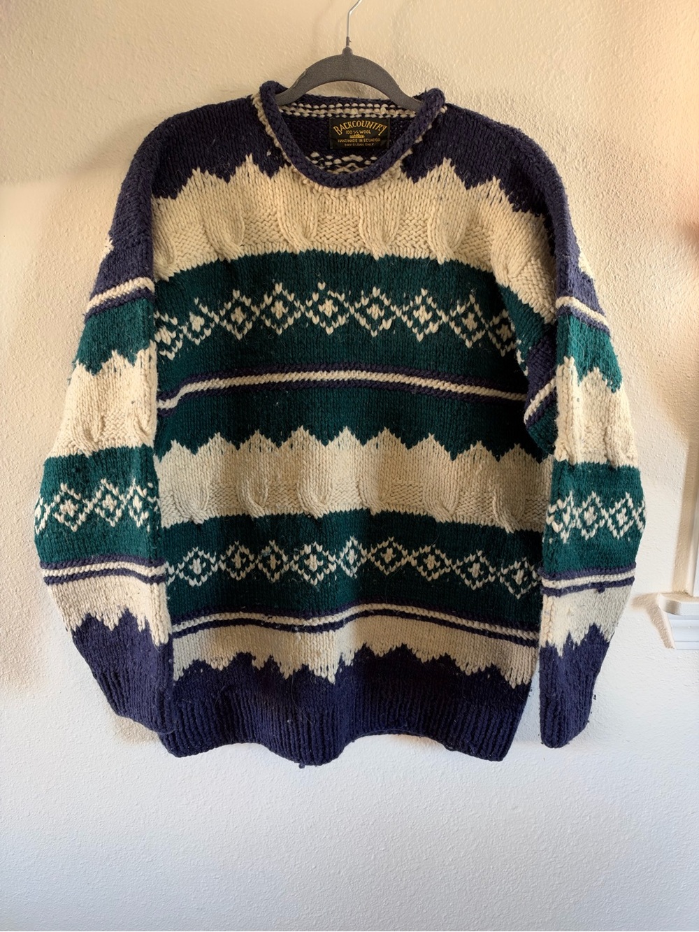 Vintage Backcountry 100% Wool Roll Neck Oversized Fisherman Sweater Women’s M/L